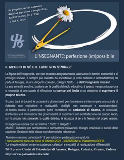 Locandina 2023: L'INSEGNANTE: perfezione (im)possibile